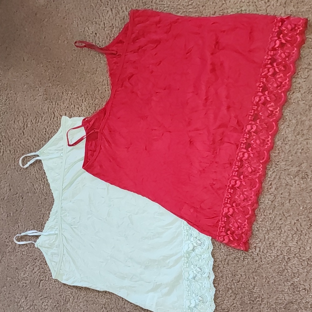 Maurices Lace Trim Cami Set - Red and Mint - Picture 2 of 4